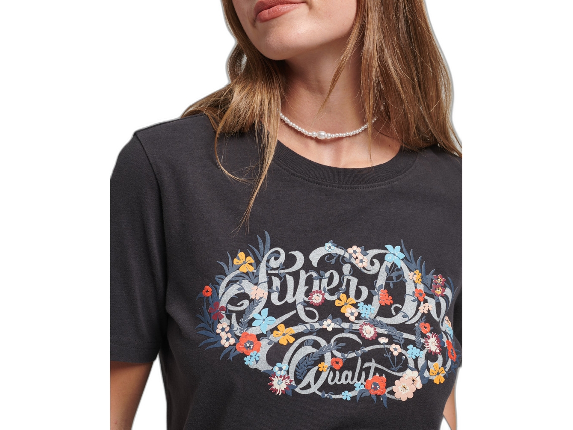 T-Shirt Floral com Nome de Menina SUPERDRY 6 ans