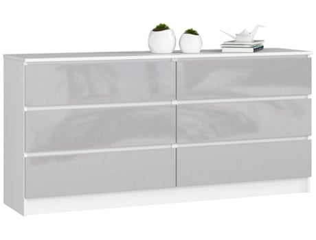 Cómoda Seis Metálico Brilhante 3XE LIVING Painel de partículas Branco (77x160x40)