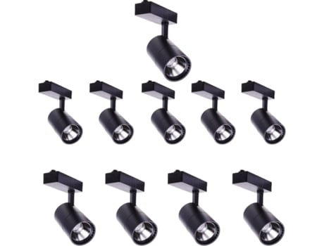 10X Led Spotlight Rail 40W Luz Fria 6000K 2700 Lúmens 220V 50-60Hz Monofásico Cor de Alumínio Preto JANDEI