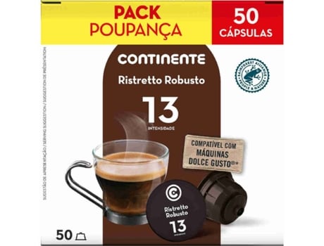 Cápsulas De Café Ristretto Robusto Int 13 Pack Poupança CONTINENTE 50 un