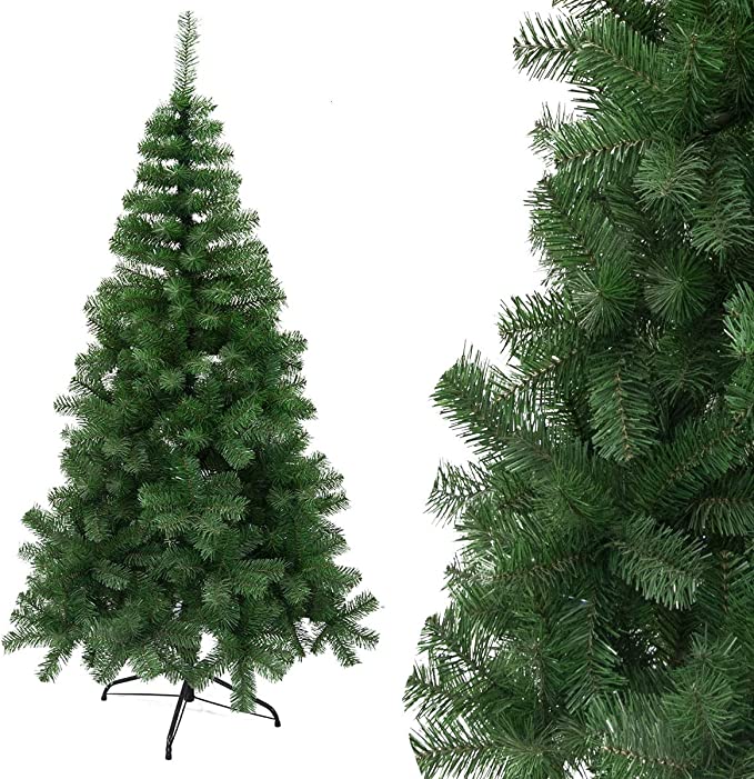 Árvore de Natal Artificial Altura 180 cm Árvore com Neve com 695 Ramos 57  Pinhas e Base de Aço Dobrável Ø104x180 cm Verde