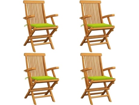 Conjunto 4 Cadeiras de Jardim  c/Almofadas 3065628 (55x60x89 cm - Madeira de Teca)