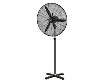 Ventilador pie ø 70 x195 cm. negro 190 w. oscilación automatica, altura regulable, cabezal inclinable, base estable 60x60 cm.