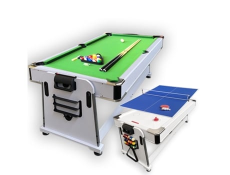 Mesa de Bilhar 7 Pés Multijogo Verde Air Hockey + Ping Pong - Stark White