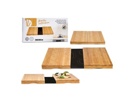 Conjunto Tábua De Corte Bambu Natural (2 Peças) (28 X 54 X 4 Cm)