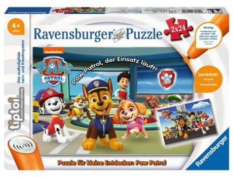 Puzzle TIPTOI Paw Patrol 12 Peças Desenhos Animados