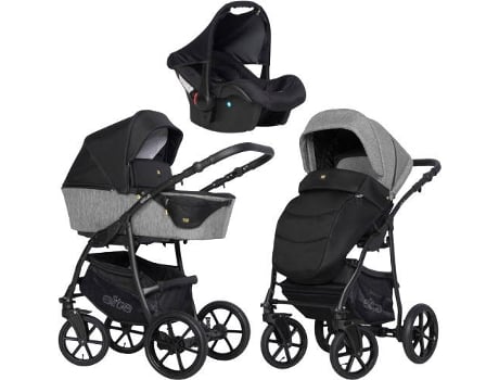 Carrinho de Bebé Individual  Elite + Carlo Isofix Ready Carbon