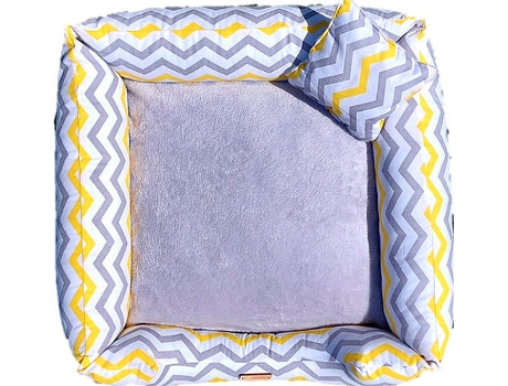 Cama para Cães e Gatos  Ninho Acqua Grey S (Cinzento e Amarelo - 45x45 cm - Algodão)