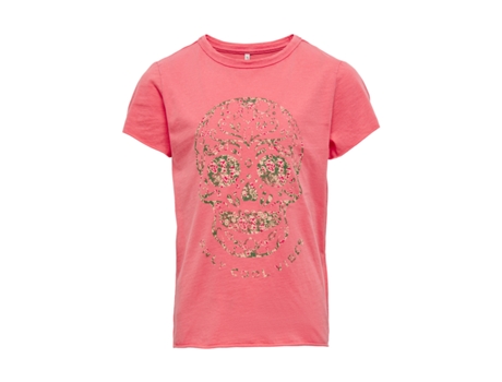 T-shirt ONLY KIDS Koglulu Red Skull sugar coral (Mulher - Tam: 13/14 ans)