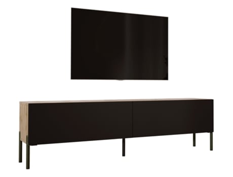 Móvel de Tv em Carvalho Wotan / Preto Mate com Pernas Retas em Preto D: L: 170 Cm A: 52 Cm D: 32 Cm 3XELIVING