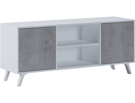 Móvel de TV SELECTIONHOME Branco mate - Cinzento cimento (Melamina - 136,8 x 56,9 x 39,6  cm)