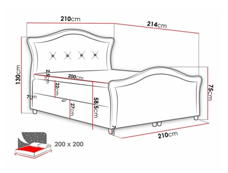 Cama com Estrado Continental Baltimore MOVEIS.PT (214x210x130 cm)