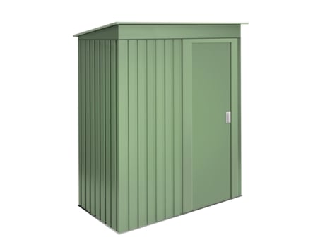 Abrigo de Exterior WASABI Metálico Verde 1,39m² 86x162x181 cm Porta de Correr Telhado Inclinado