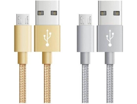 Cabo  Quick (USB - MicroUSB Reversível - 2 m, 1 m - Dourado)