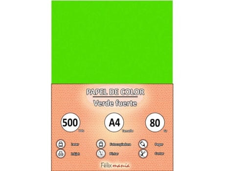 Papel 80Gr A4 Verde Forte 500 Folhas