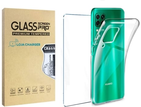 Capa e Película Vidro Temperado Huawei P40 Lite  LOJA CHARGER Silicone Líquido Transparente