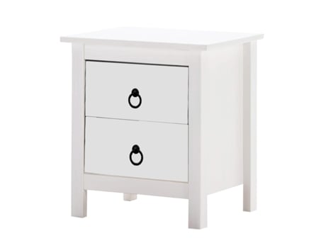 Mesa de Cabeceira FORNOR Scandi Com Gavetas (Branco - Madeira - 40x40x50 cm)