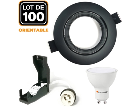 100 Focos Embutidos Ajustáveis Preto Mate Com Led Gu10 5W Branco Neutro 4000K EUROPALAMP