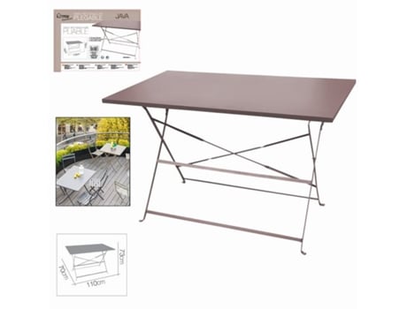 Mesa Dobrável de Metal Java 110 X 70 X H 73 Cm Topo FORNOR