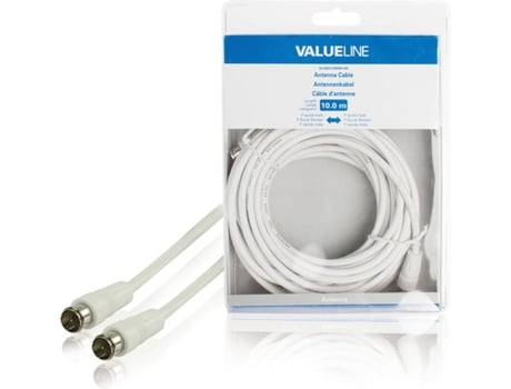 Cabo de Antena VALUELINE (Coaxial - 10 m - Branco)