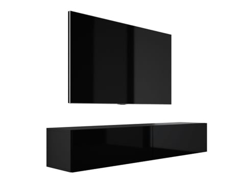 Móvel de Tv Suspenso D: L: 170 Cm A: 34 Cm D: 32 Cm Preto Mate/Preto Brilhante 3XELIVING