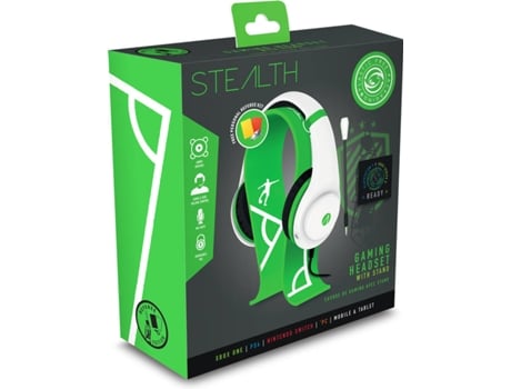 Auscultador Gaming STEALTH Football Edition (On Ear - Microfone - Branco) + Base USC