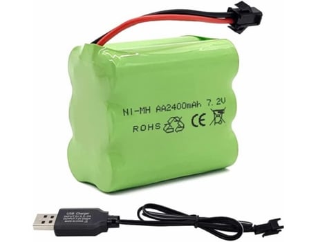 Peça para Telecomandados YUNIQUE GREEN-CLEAN-POWER Bateria Recarregável Rc Nimh 7.2V 2400Mah Aa com Cabo de Carregamento Usb e Conetor Sm 2P