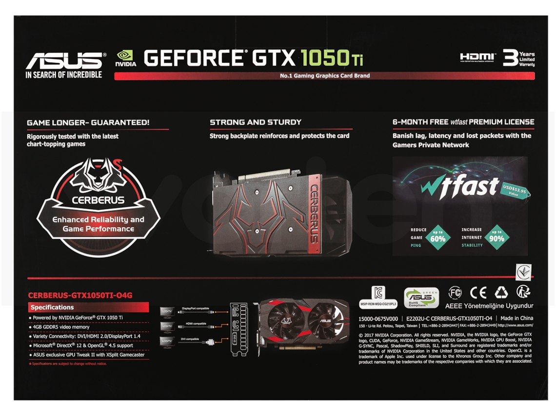 Asus gtx 1050ti online cerberus