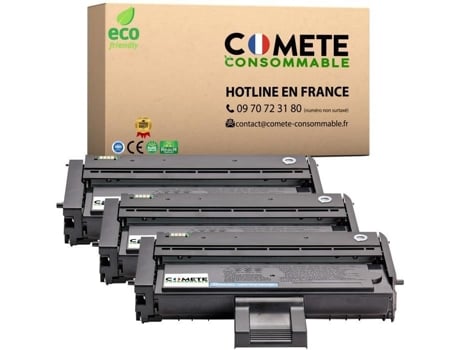 Pacote de 3 Toners Compatíveis Ricoh Sp200 Sp201 Sp203 Sp204 Sp210 Sp211 Sp212 Sp213 Sp220 Preto COMETE CONSOMMABLE