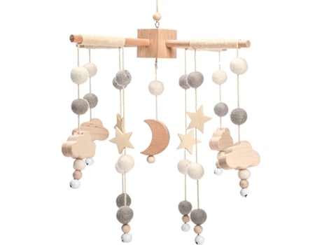 Mobile Baby Wind Chimes Felt Balls Moon Stars Mobile Hot Air Balloon Baby Boys Girls Bed Pendant Hanging For Cot Baby Bed Star Moongrey TRANTECH