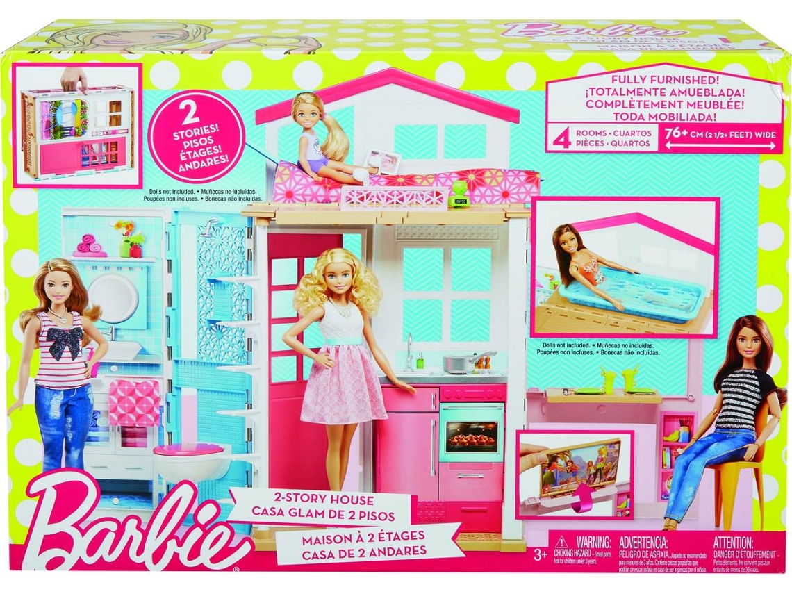 Casa de bonecas mobiliada de 2 andares da Mattel Barbie