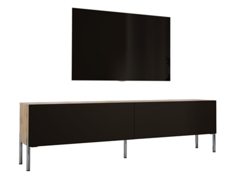 Móvel de Tv em Carvalho Wotan / Preto Mate com Pés Retos Cromados D: L: 170 Cm A: 52 Cm D: 32 Cm 3XELIVING