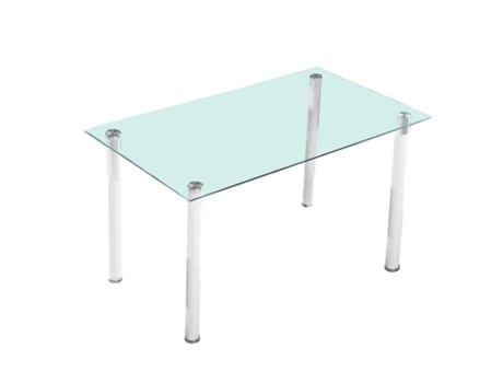 Mesa de Refeição HOMESOUTH Yuri (Branco - Metal e Vidro - 140 x 75 x 80 cm)