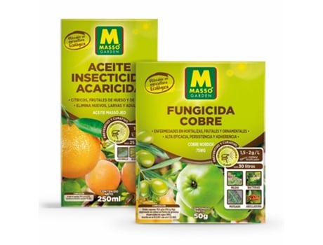 MASSO GARDEN Pack Aceite Insecticida-Acaricida 250 Ml Fungicida Cobre 50 G