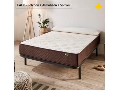 Pack Colchão e Almofada Viscoelástica e Base de cama DESCANSIN Efeito Nuvem e Silencioso (190 x 200 cm)