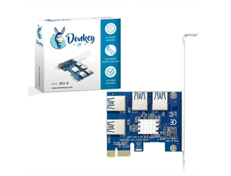 Placa DONKEY PC Riser Card 16X Multi-Porto com 4 Usb 3.0