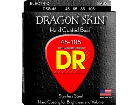 Jogo de Cordas Baixo Elétrico DR DSB-45 Dragon Skin (.045 - .065 - .085 - .0105 - Aço Inoxidável)