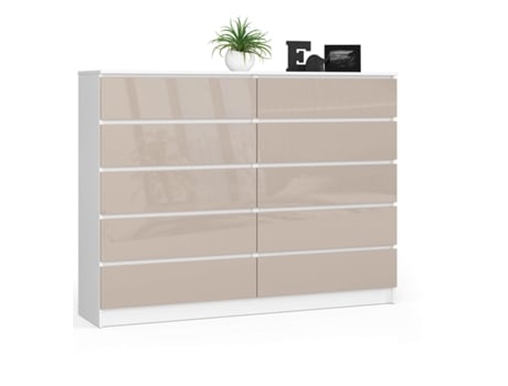 Cómoda Dix Tiroirs Éclat 3XE LIVING Painel de partículas Branco (121x160x40)