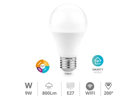 Lâmpada Led Smart Wif GSC EVOLUTION E27 Rgb+W Cct 2700-6500K 9W 800Lm Dimmable