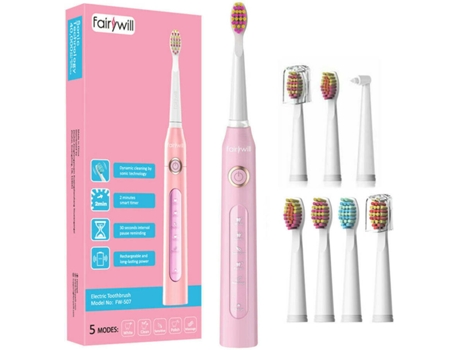 Escova De Dentes Eletrica E 7 Recargas Fairywill Fw 507 Rosa Worten Pt