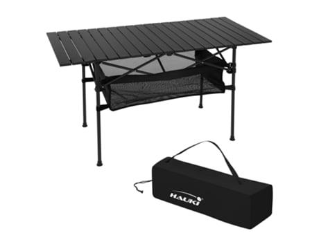 Mesa de Campismo Dobrável 118X55X64 5 Cm Alumínio Preto HAUKI