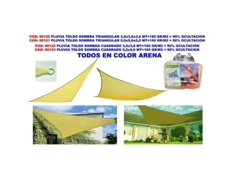 Toldo Triangular 5 0X5 0X5 0 Mt 160 Gr-M2 90% Ocul PLUVIA