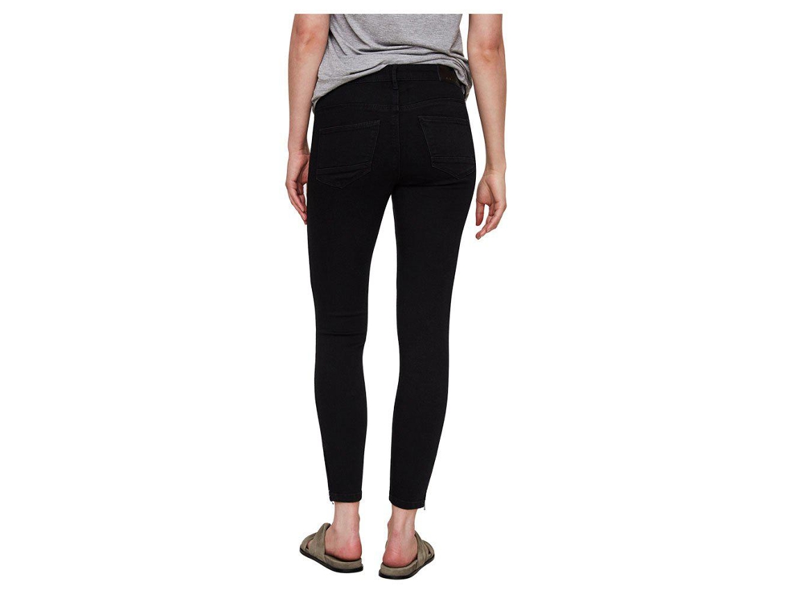 Noisy May Kimmy Ankle Zip Jeans in Dark Grey