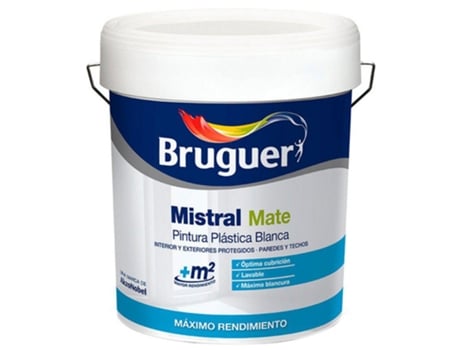 TINTA PLÁSTICA BRANCA MATE MISTRAL 15 LITROS PARA INTERIOR Y EXTERIOR 5056359 