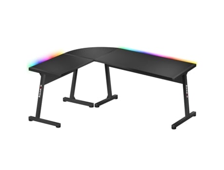 Mesa de Escritório Gaming HUZARO HZ-Hero 6.0 Black RGB (Preto - Fibra de carbono - 74 cm - 112 cm)