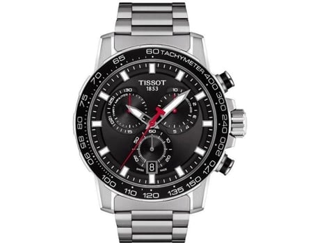 Pulseira Masculina de Aço TISSOT Relógio TISSOT Supersport Chrono Fundo Preto Cor Do Material: Branco