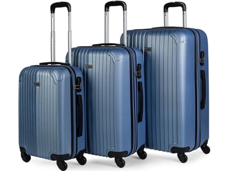 Conjunto 3 Malas de Viagem ITACA Abs Extensível (35/70/100 L - Azul)