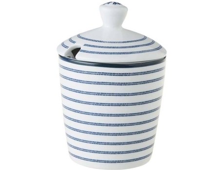 Açucareiro LAURA ASHLEY Candy Stripe (Azul e Branco - Porcelana - 8x8x11.8 cm)