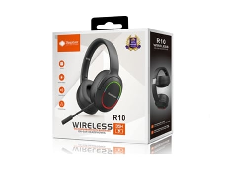 Auscultadores Gaming Wireless Deepbass R10 Preto