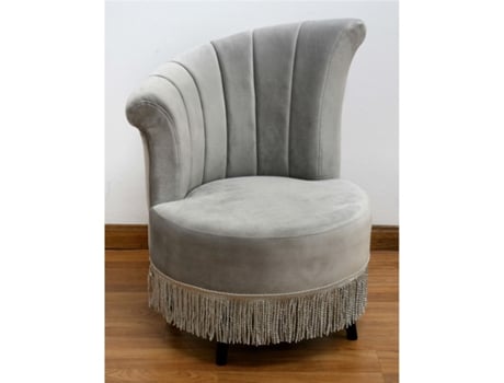 Sillon de Terciopelo Con Brazos Gris Capitone Patas Negras 62*85